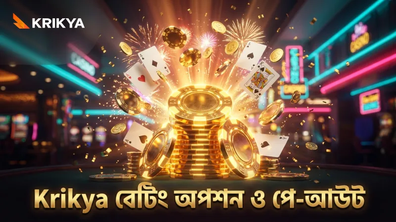 বিভিন্ন বেটিং অপশন এবং Krikya প্ল্যাটফর্মের পে-আউট হার দেখানো